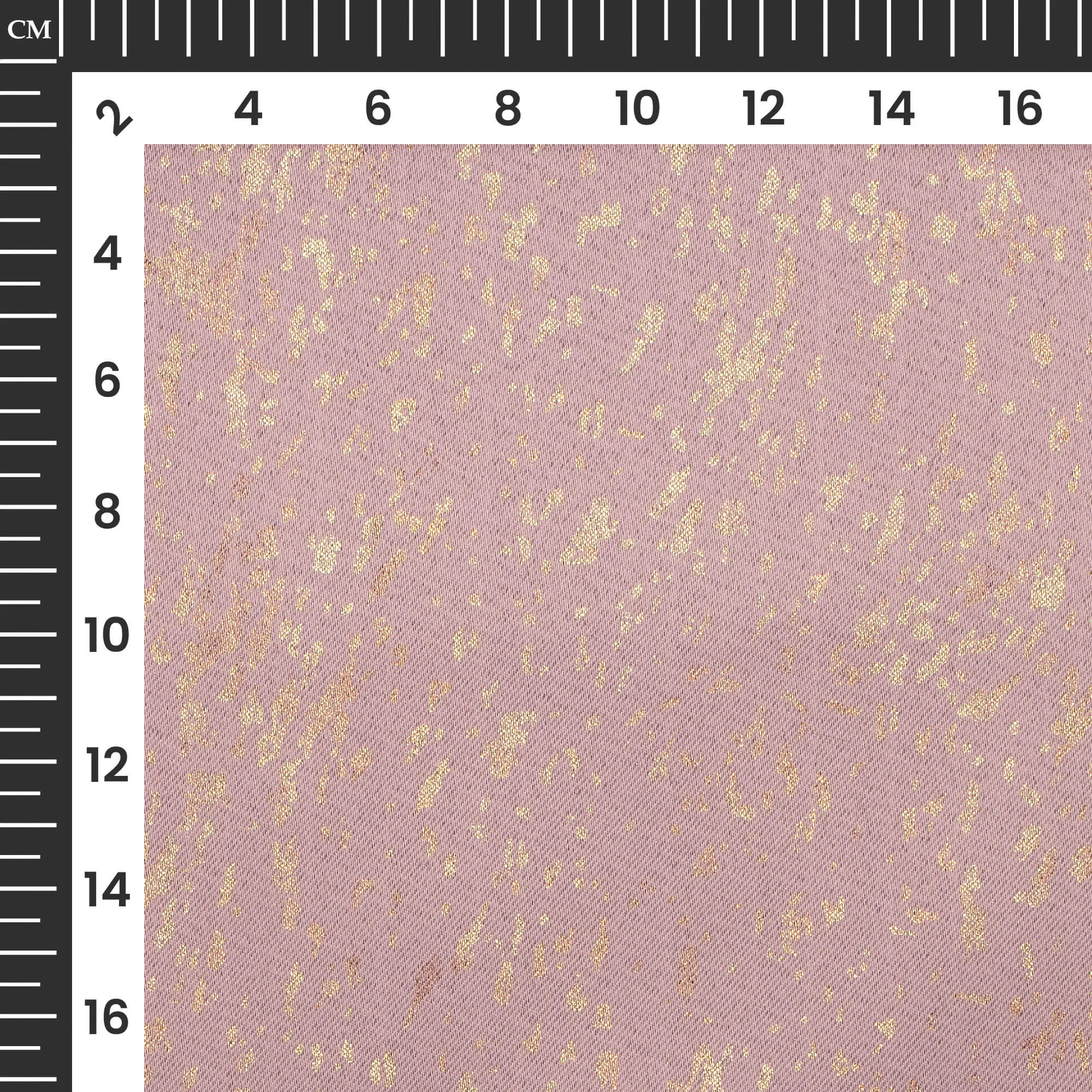 Oyster Pink Abstract Pattern Golden Foil Premium Curtain Fabric (Width 54 Inches)