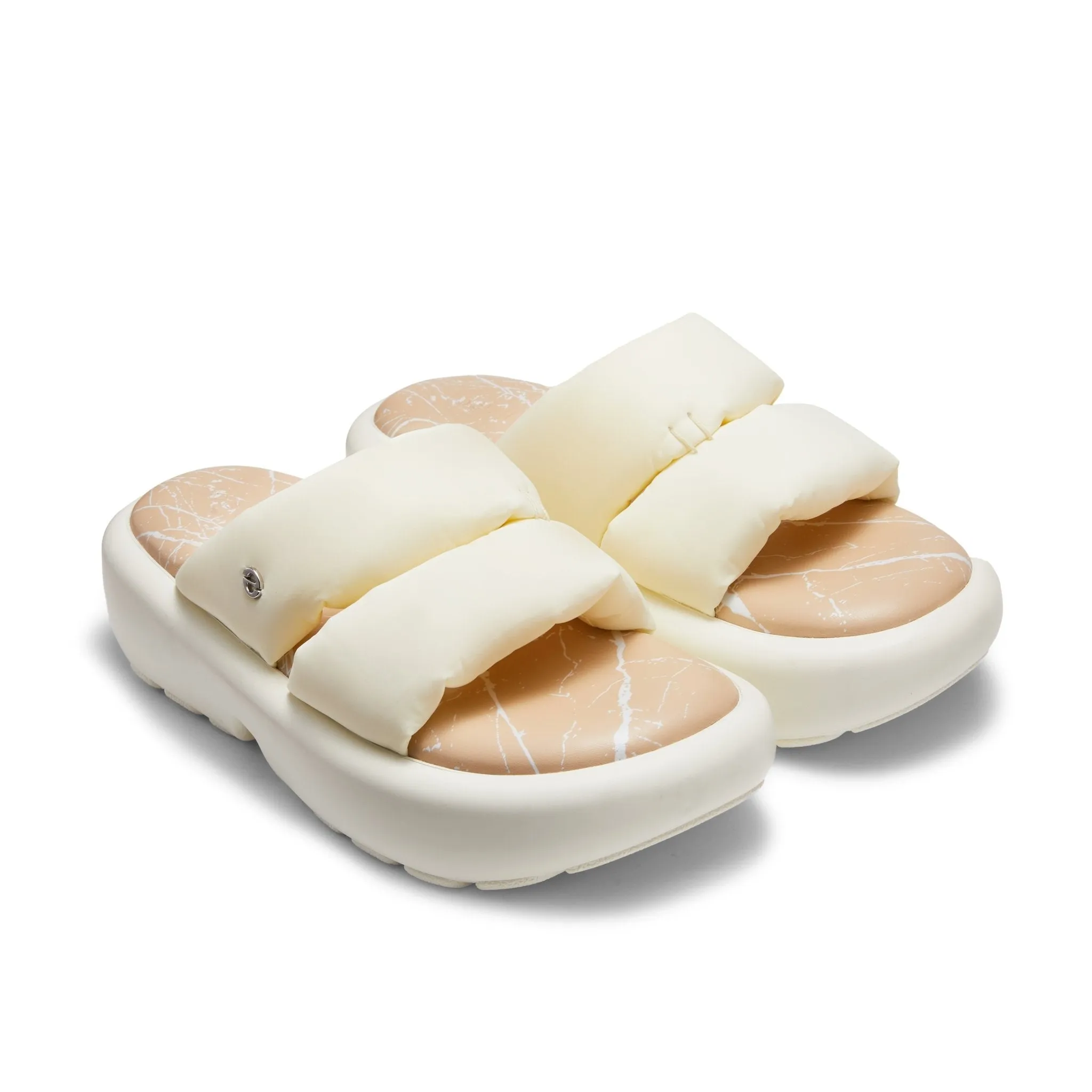 Padded Souble-strap Platform Sandals in White-