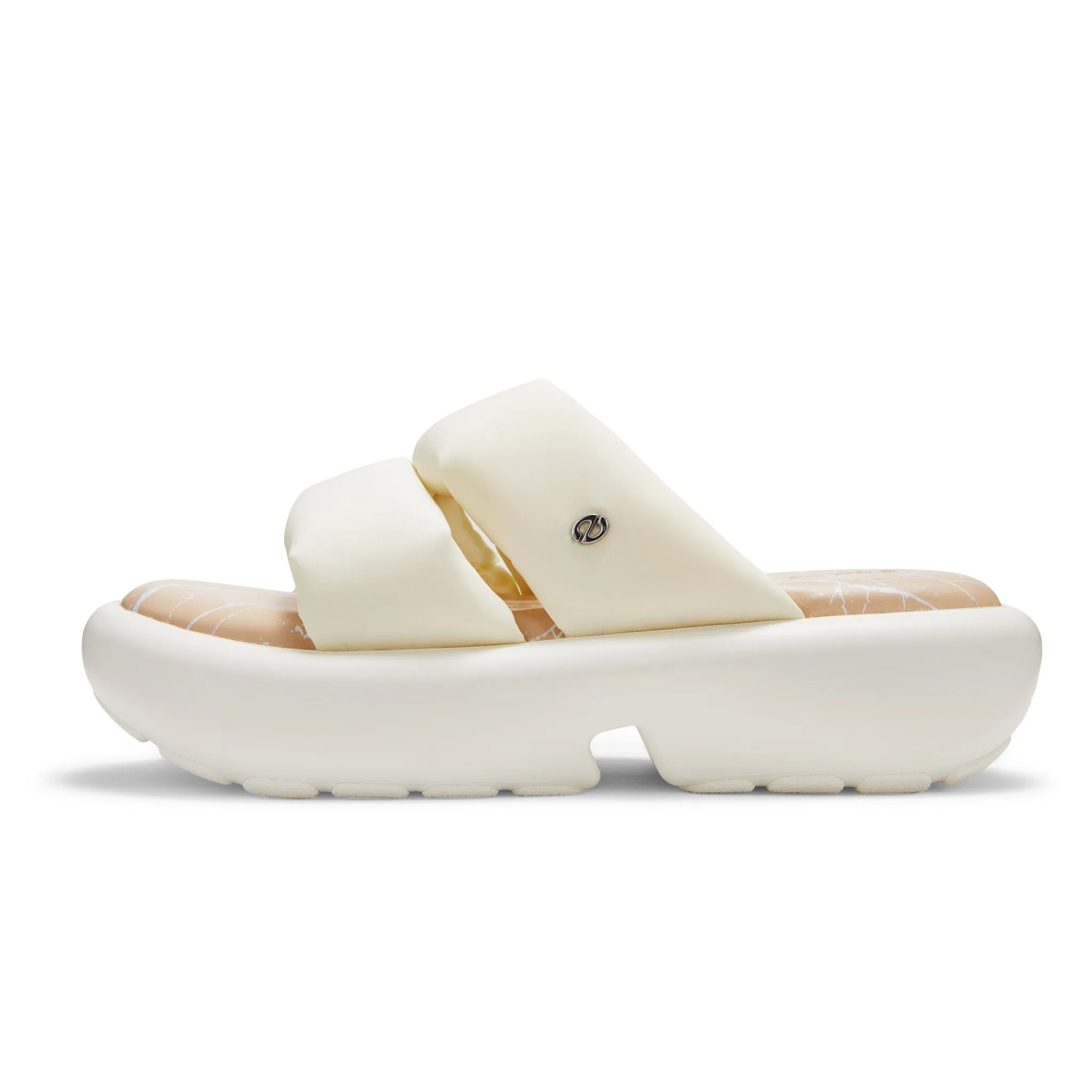 Padded Souble-strap Platform Sandals in White-