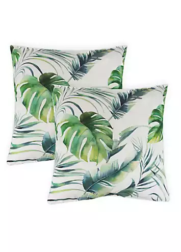 Pair of Botanical Leaf Outdoor Scatter Cushions | Kaleidoscope