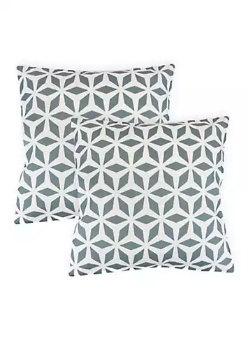 Pair of Grey & White Geometric Pattern Scatter Cushions | Kaleidoscope