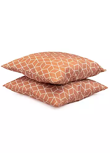 Pair of Orange Cube Design Pattern Scatter Cushions | Kaleidoscope