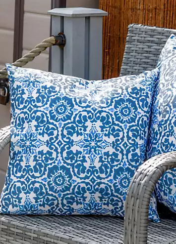 Pair of Outdoor Kaleidoscope Blue Scatter Cushions | Kaleidoscope