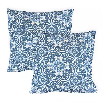 Pair of Outdoor Kaleidoscope Blue Scatter Cushions | Kaleidoscope