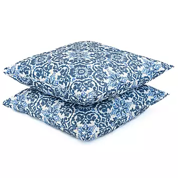 Pair of Outdoor Kaleidoscope Blue Scatter Cushions | Kaleidoscope