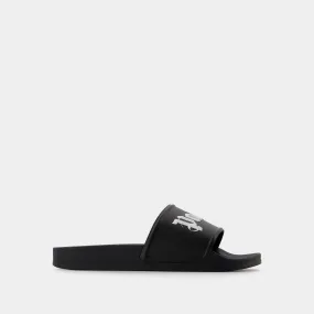 Palm Angels  Pool Slider Mules - Palm Angels - Black/White - Polyurethane