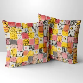 Patchwork Delight Hand Made Poly Linen Cushions, Linen