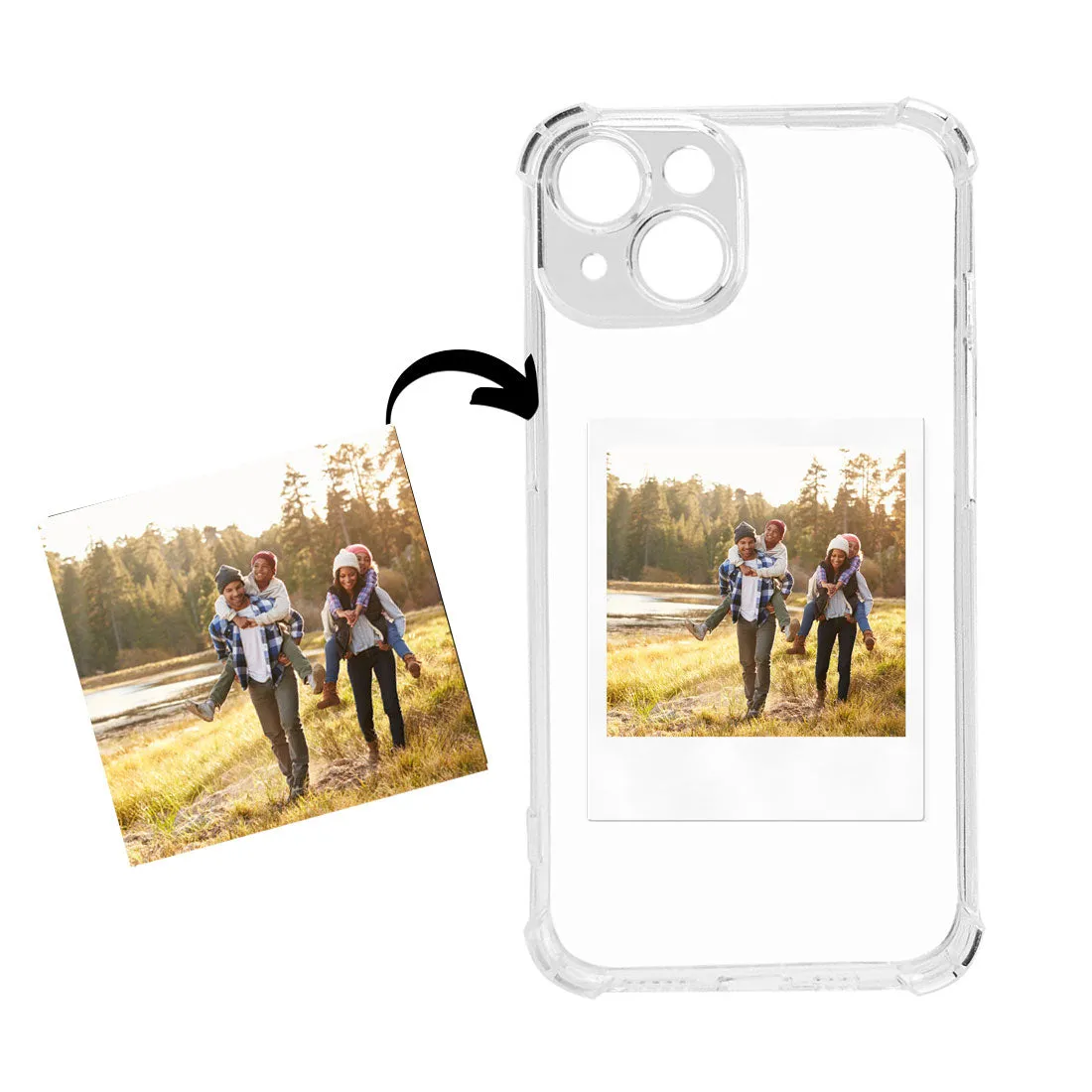 Personalized iPhone 14 Transparent Case with Photo Clear Cover with Camera Protection