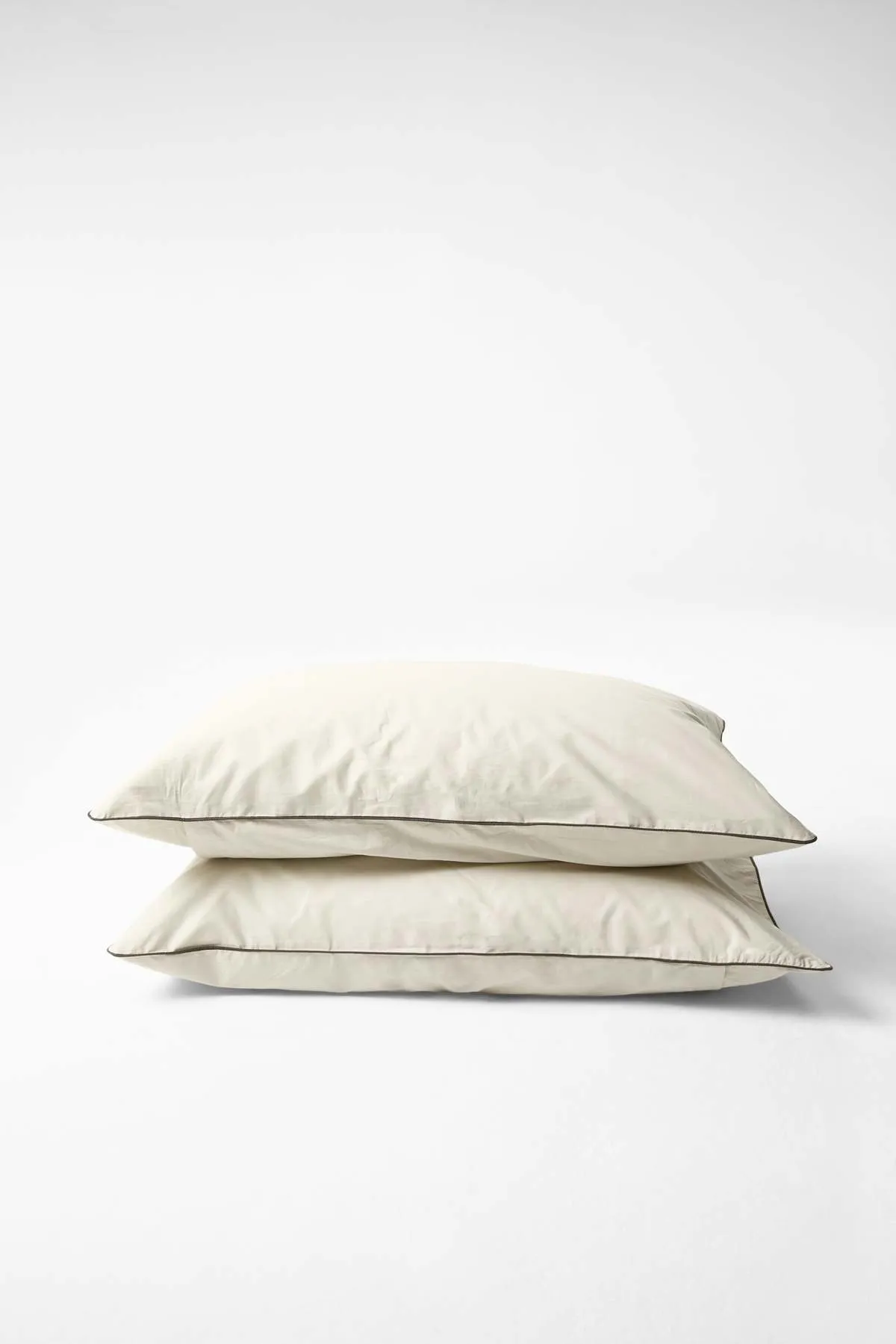 Pillowcase Pair in Contrast Edge - Canvas/Cinder