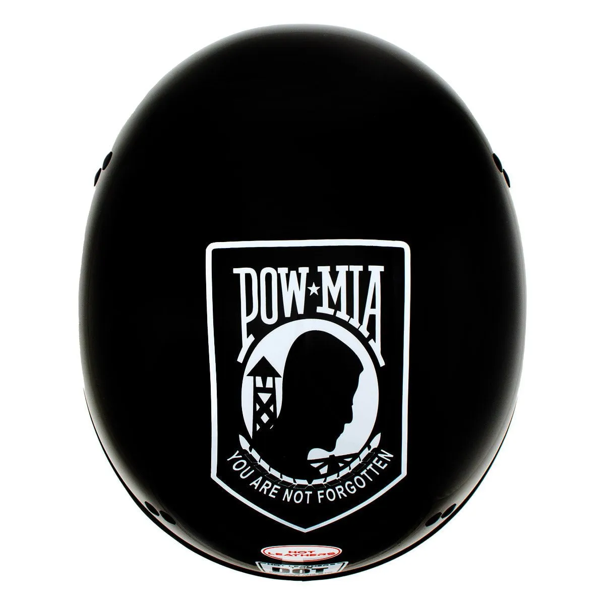 'POW' Gloss Black Skull Cap DOT Approved Half Motorcycle Helmet