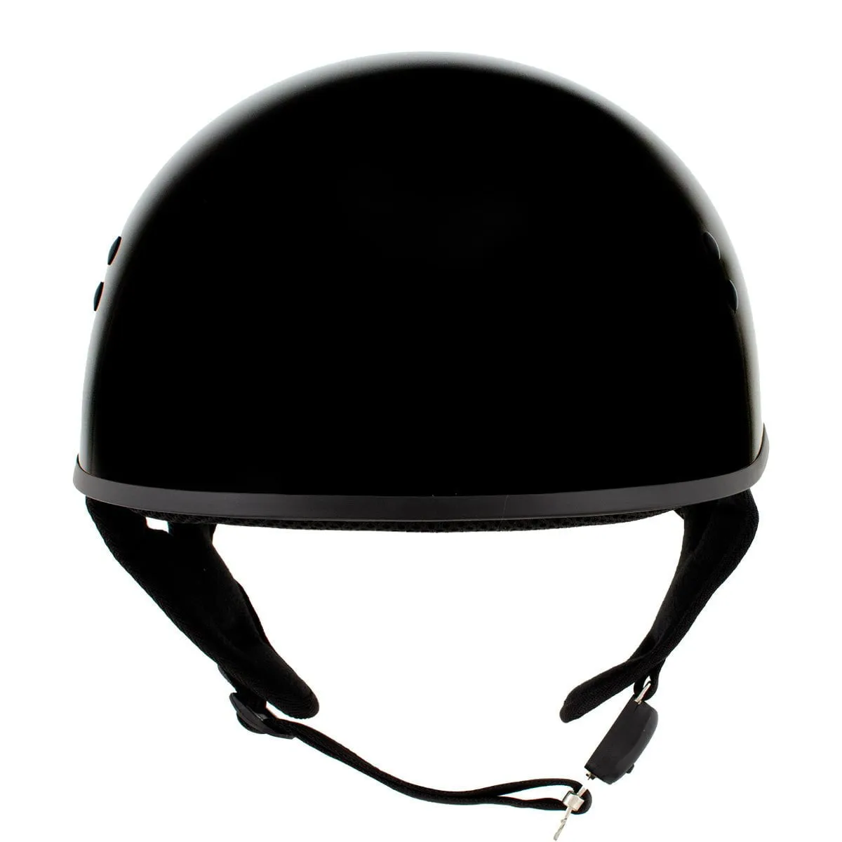 'POW' Gloss Black Skull Cap DOT Approved Half Motorcycle Helmet