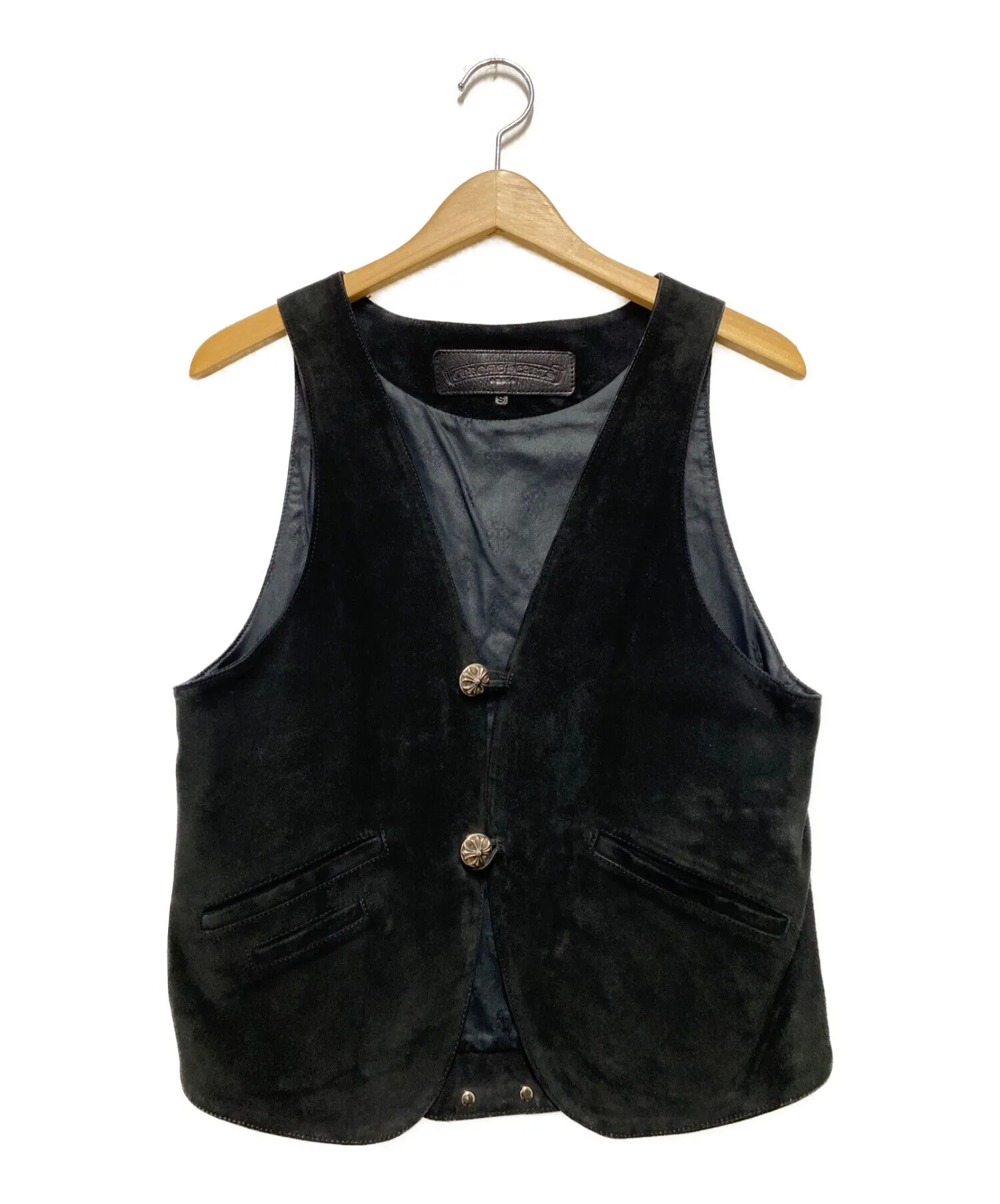 [Pre-owned] CHROME HEARTS Cross-ball button suede vest 2216-304-2001