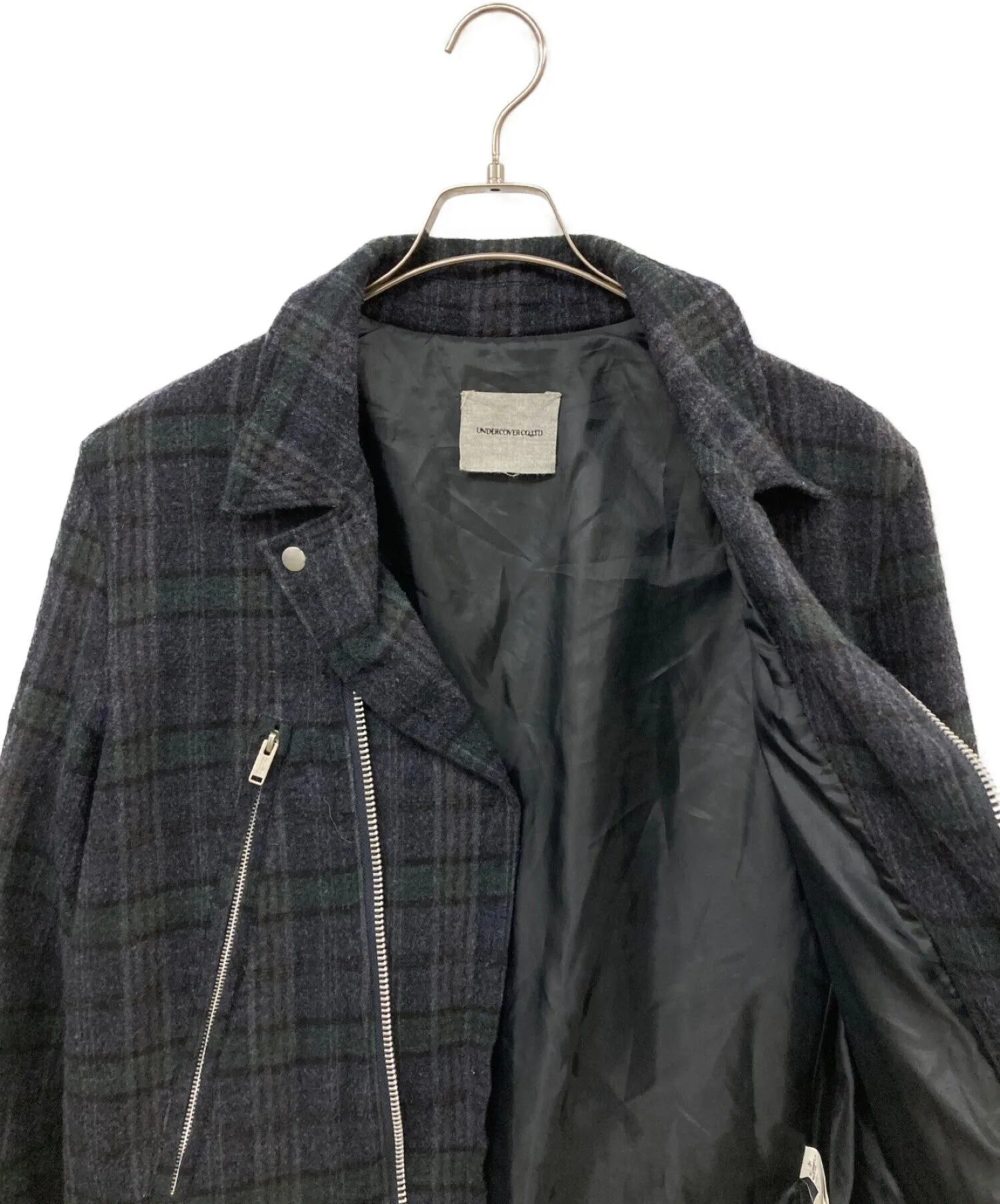 [Pre-owned] UNDERCOVER Woolen Shrunken Check Riders Jacket L4202-2