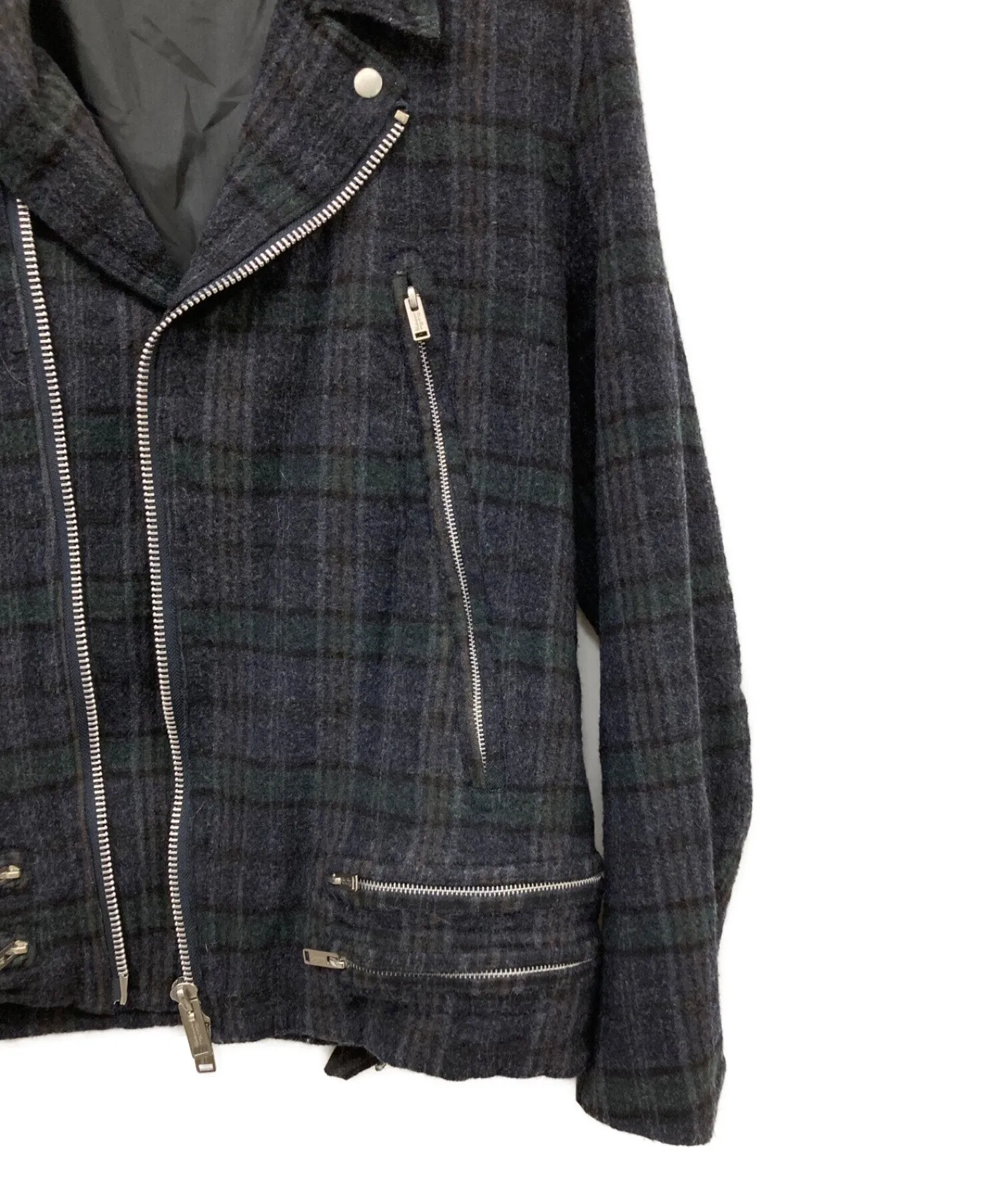 [Pre-owned] UNDERCOVER Woolen Shrunken Check Riders Jacket L4202-2