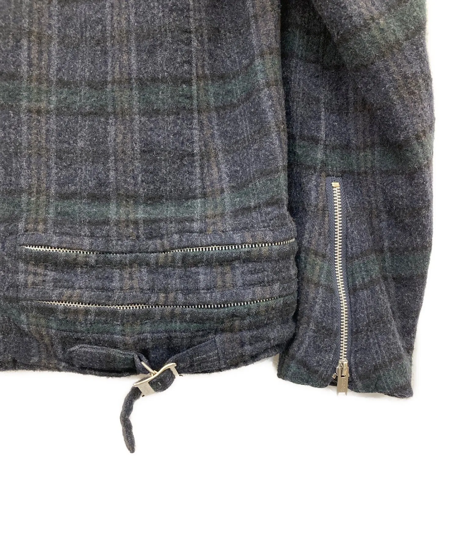 [Pre-owned] UNDERCOVER Woolen Shrunken Check Riders Jacket L4202-2