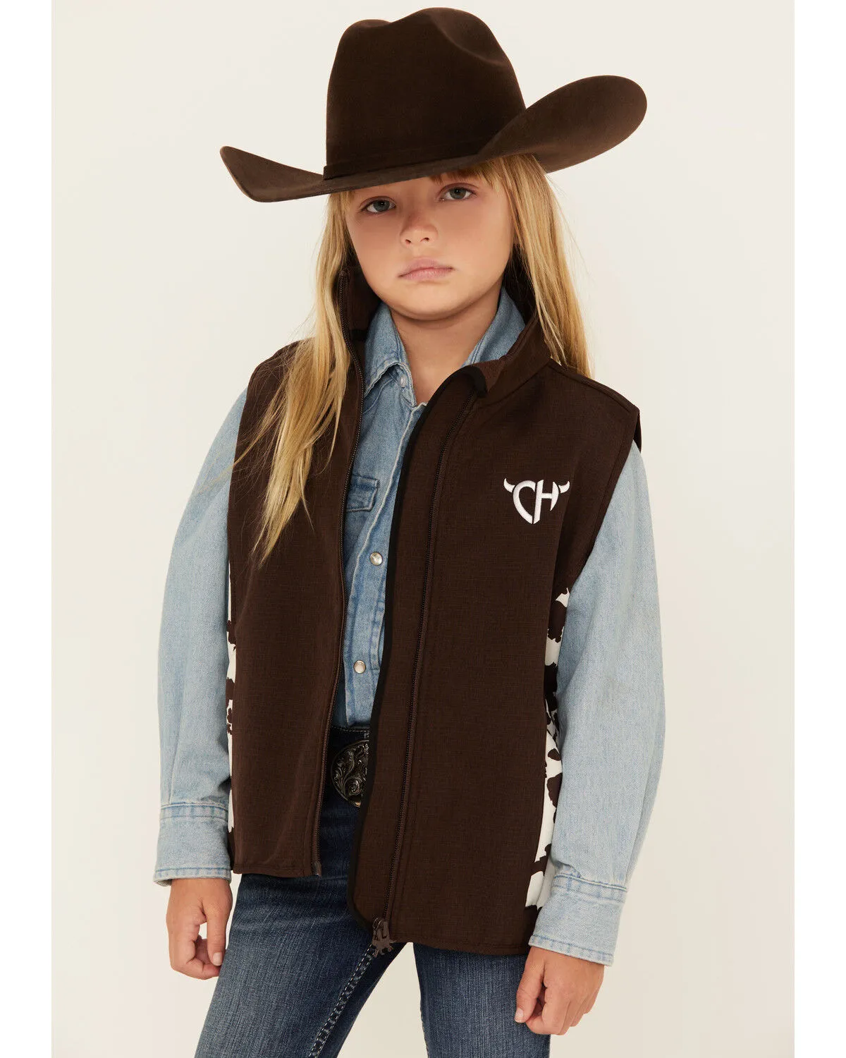 Product Name:  Cowgirl Hardware Girls' Cow Print Accent Vest