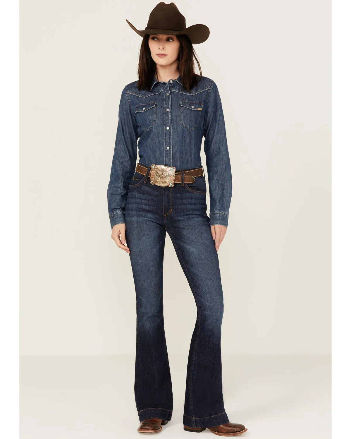 Product Name:  Kimes Ranch Women's Dark Wash Jennifer High Rise Wide Flare Jeans