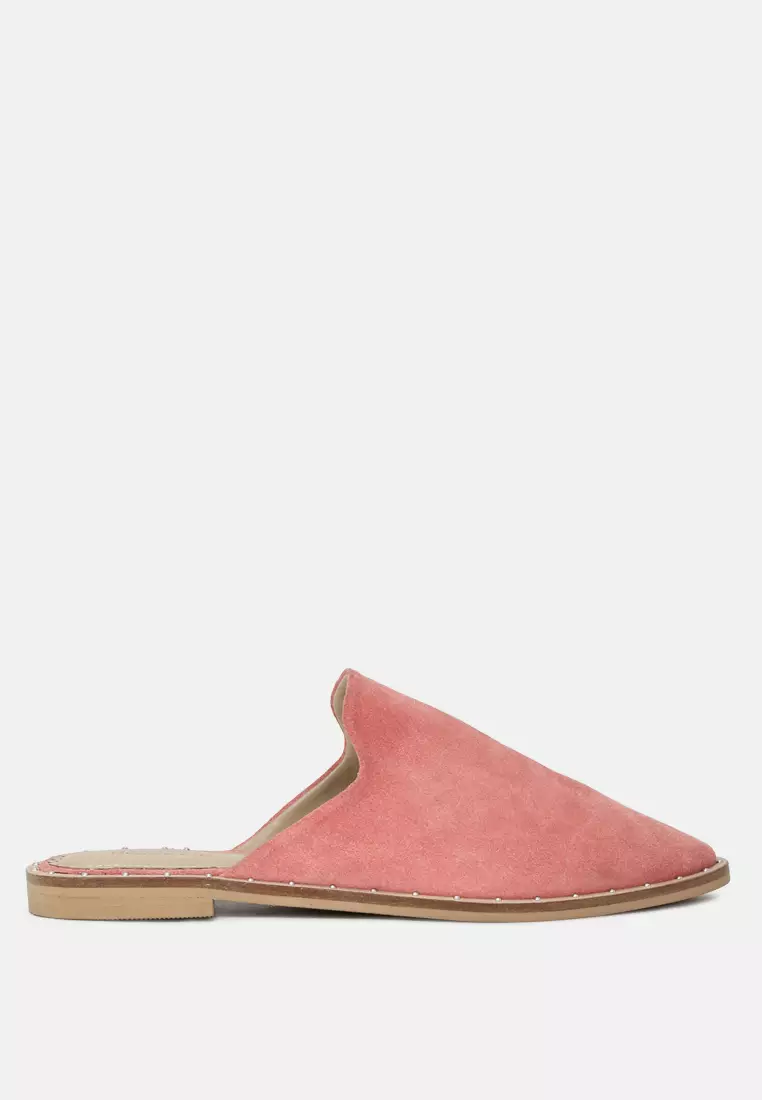 Rag & CO. Fuchsia Suede Leather Mules