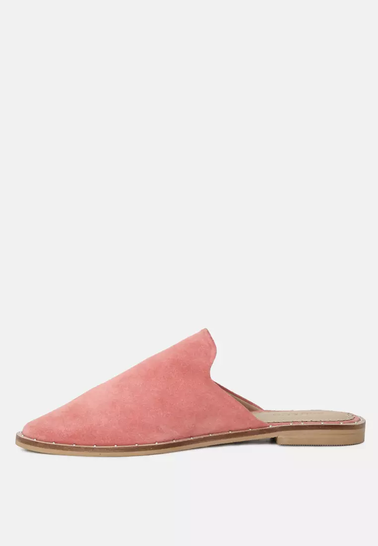 Rag & CO. Fuchsia Suede Leather Mules