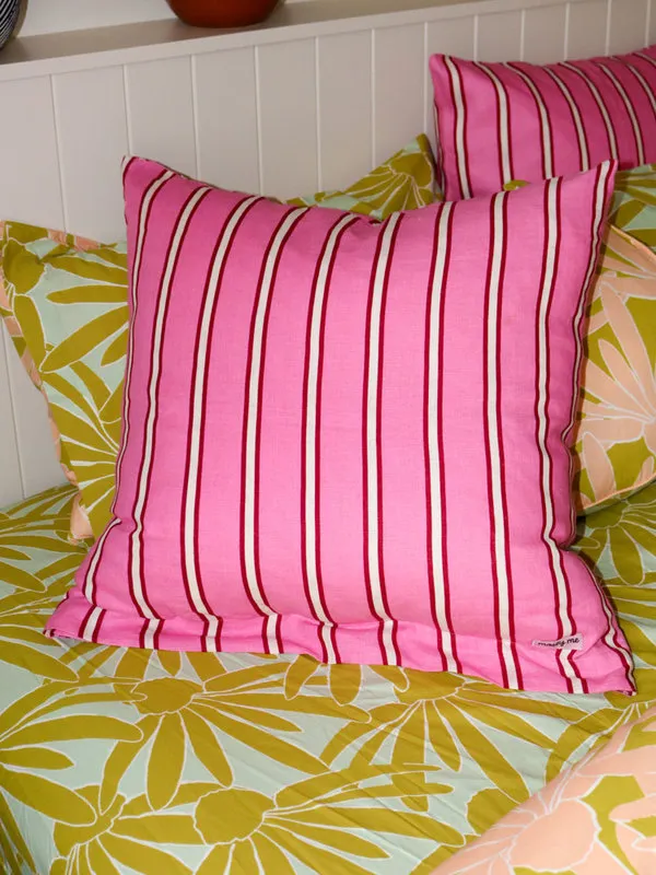 Raspberry Stripe Euro Pillowcase Set - Raspberry Stripe