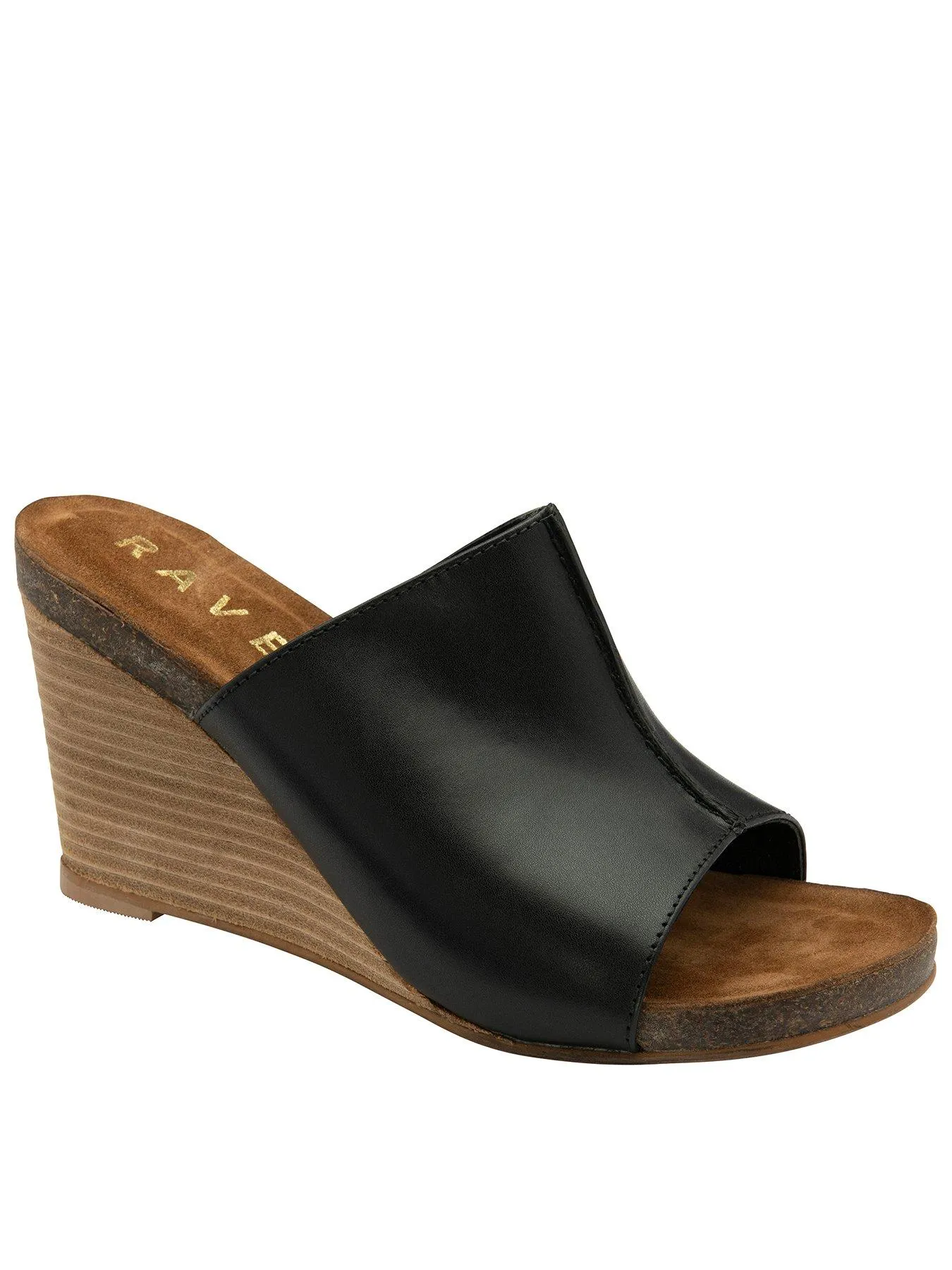 Ravel Corby Muled Leather Wedged Sandals - Black