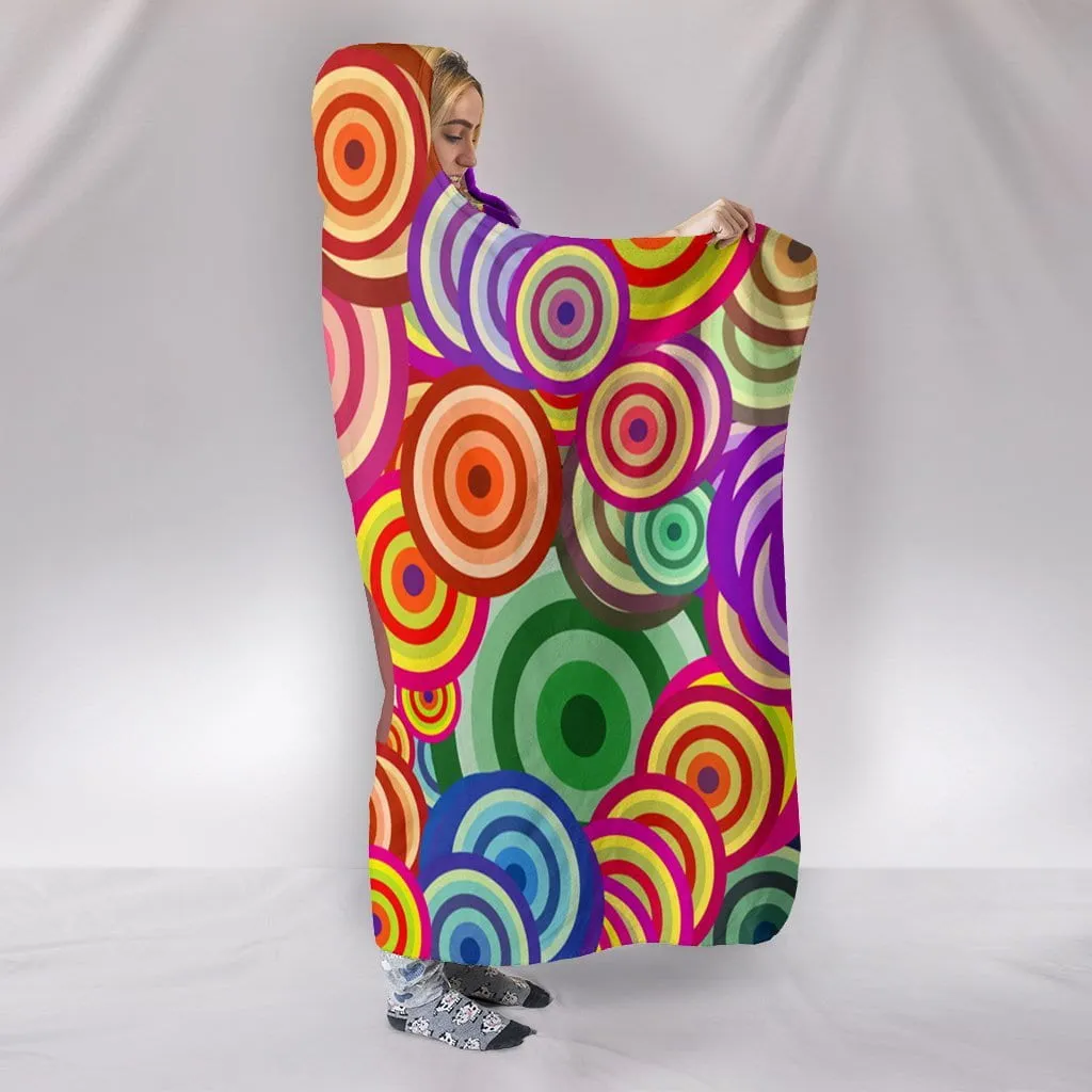 Retro Bright Hooded Blanket Plush Lined Wearable