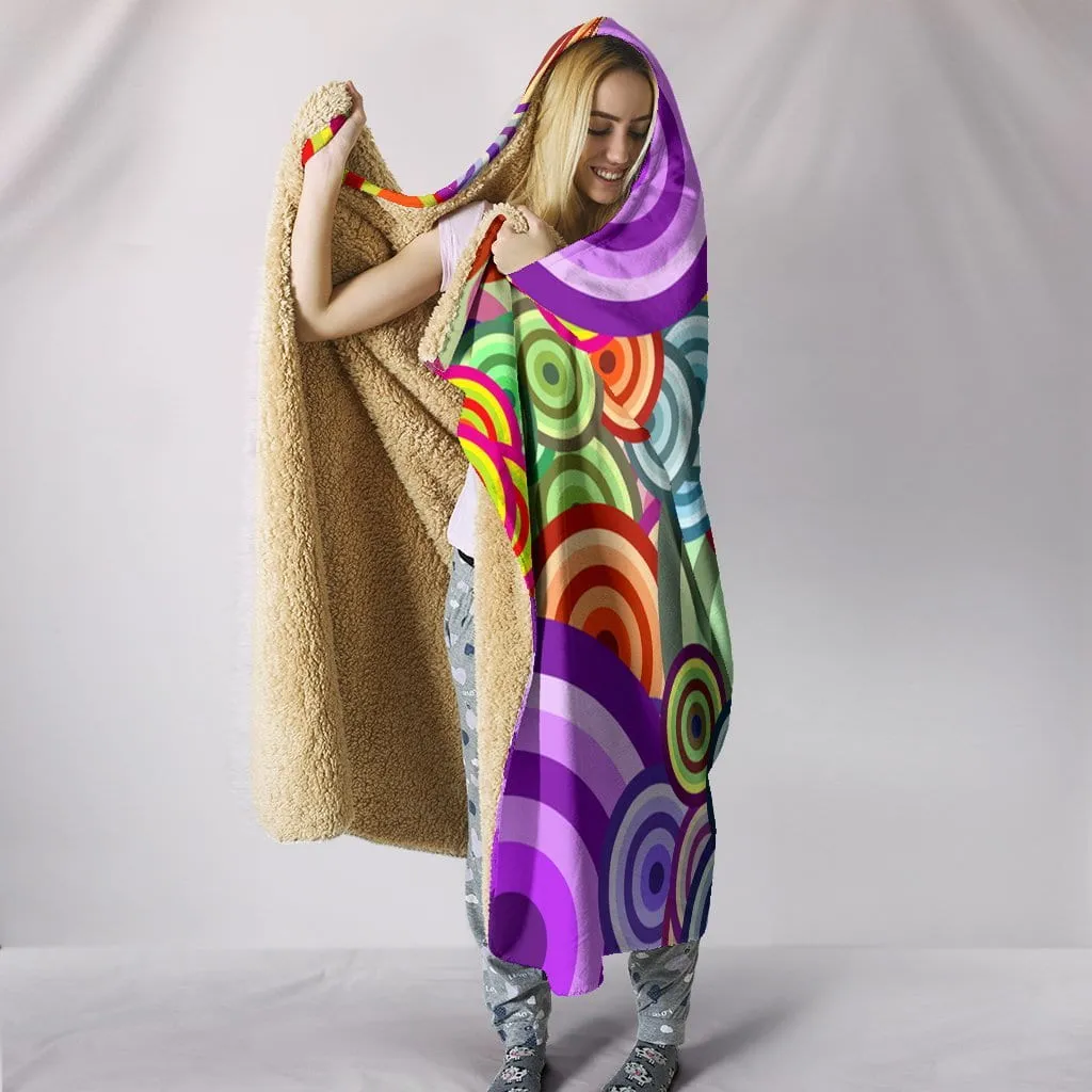 Retro Bright Hooded Blanket Plush Lined Wearable