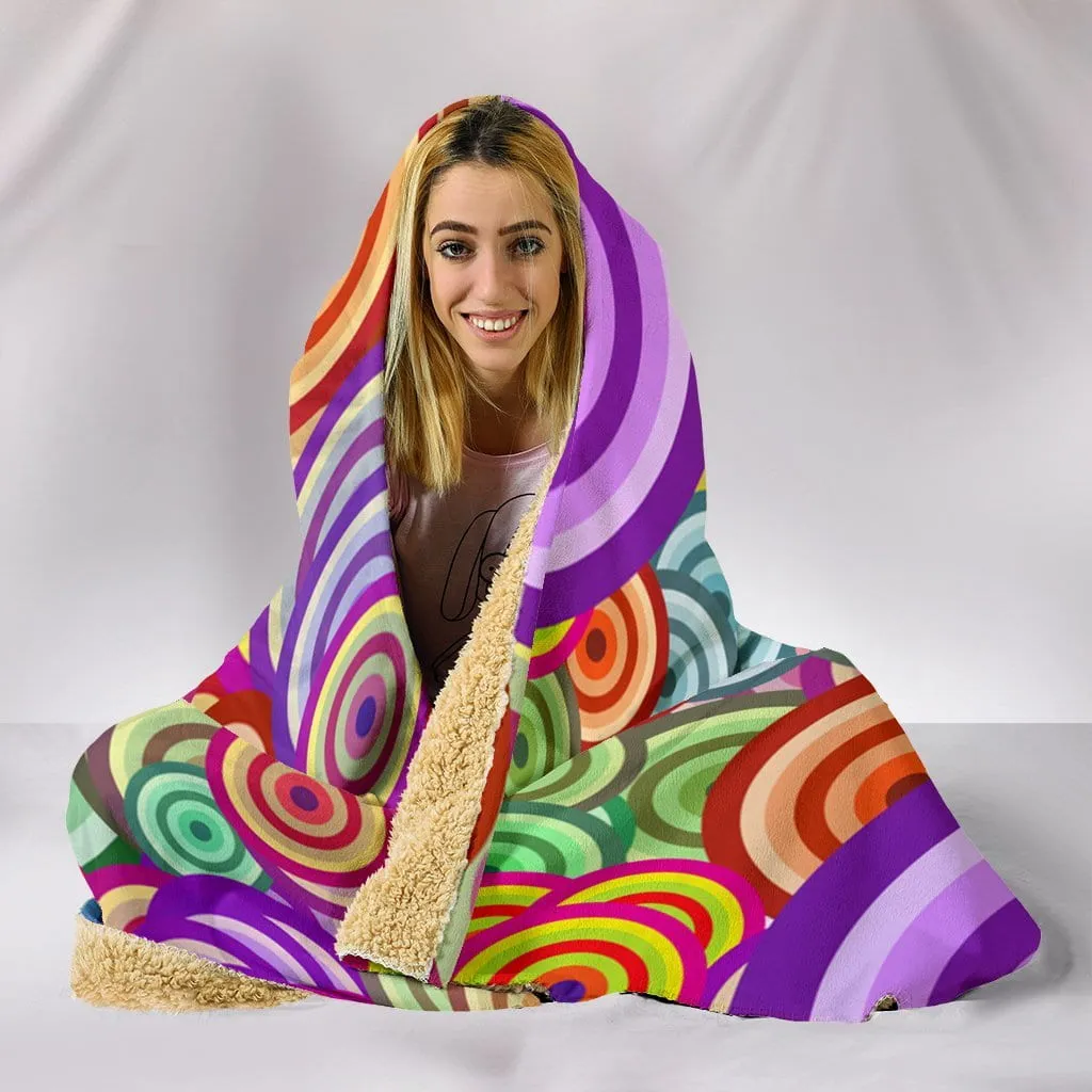 Retro Bright Hooded Blanket Plush Lined Wearable