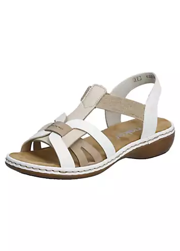 Rieker 65918 Ladies White Elasticated Sandals | Grattan