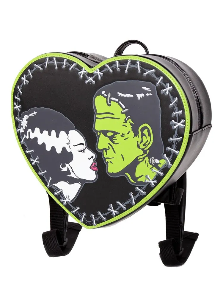 ROCK REBEL BRIDE AND FRANK STITCH HEART BACKPACK - BLACK/GREEN