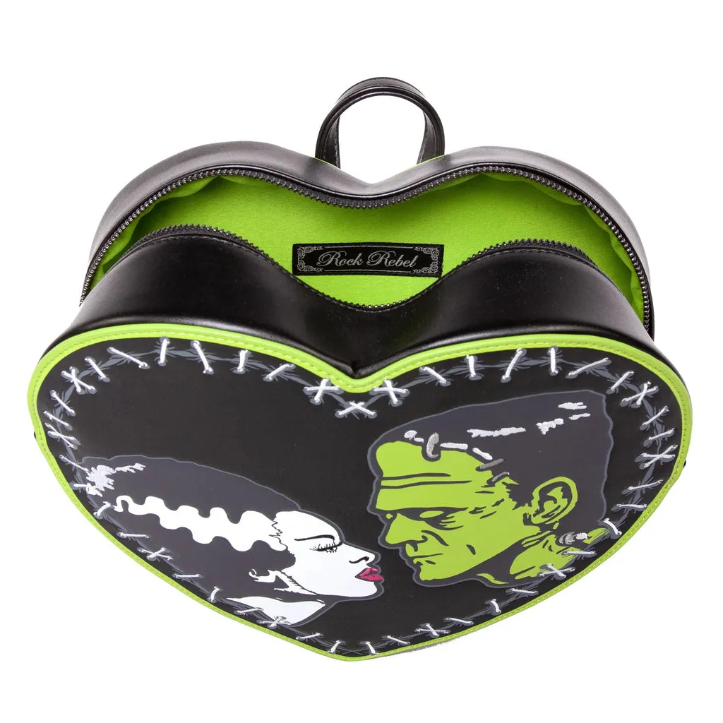 ROCK REBEL BRIDE AND FRANK STITCH HEART BACKPACK - BLACK/GREEN