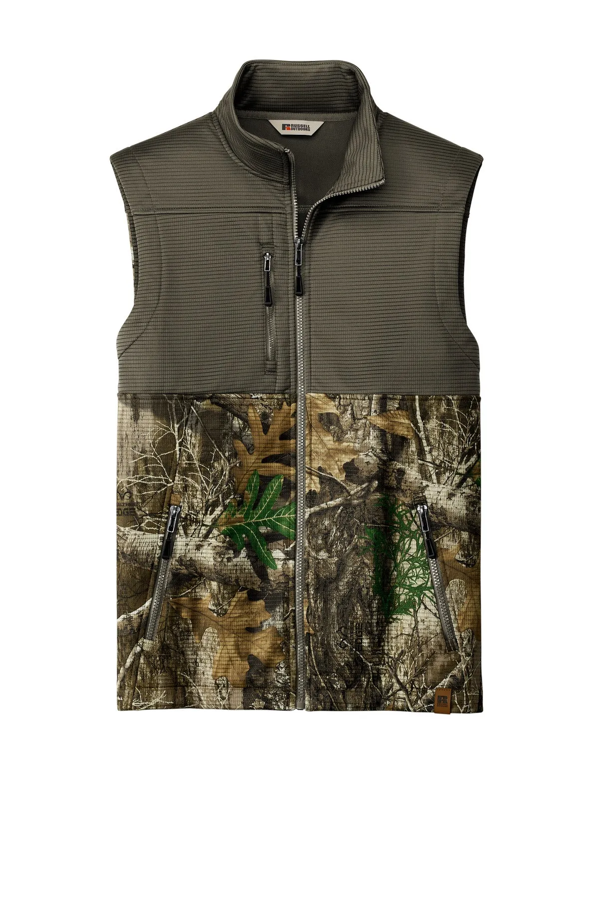 Russell Outdoors Men's Realtree Atlas Colorblock Soft Shell Vest. RU604