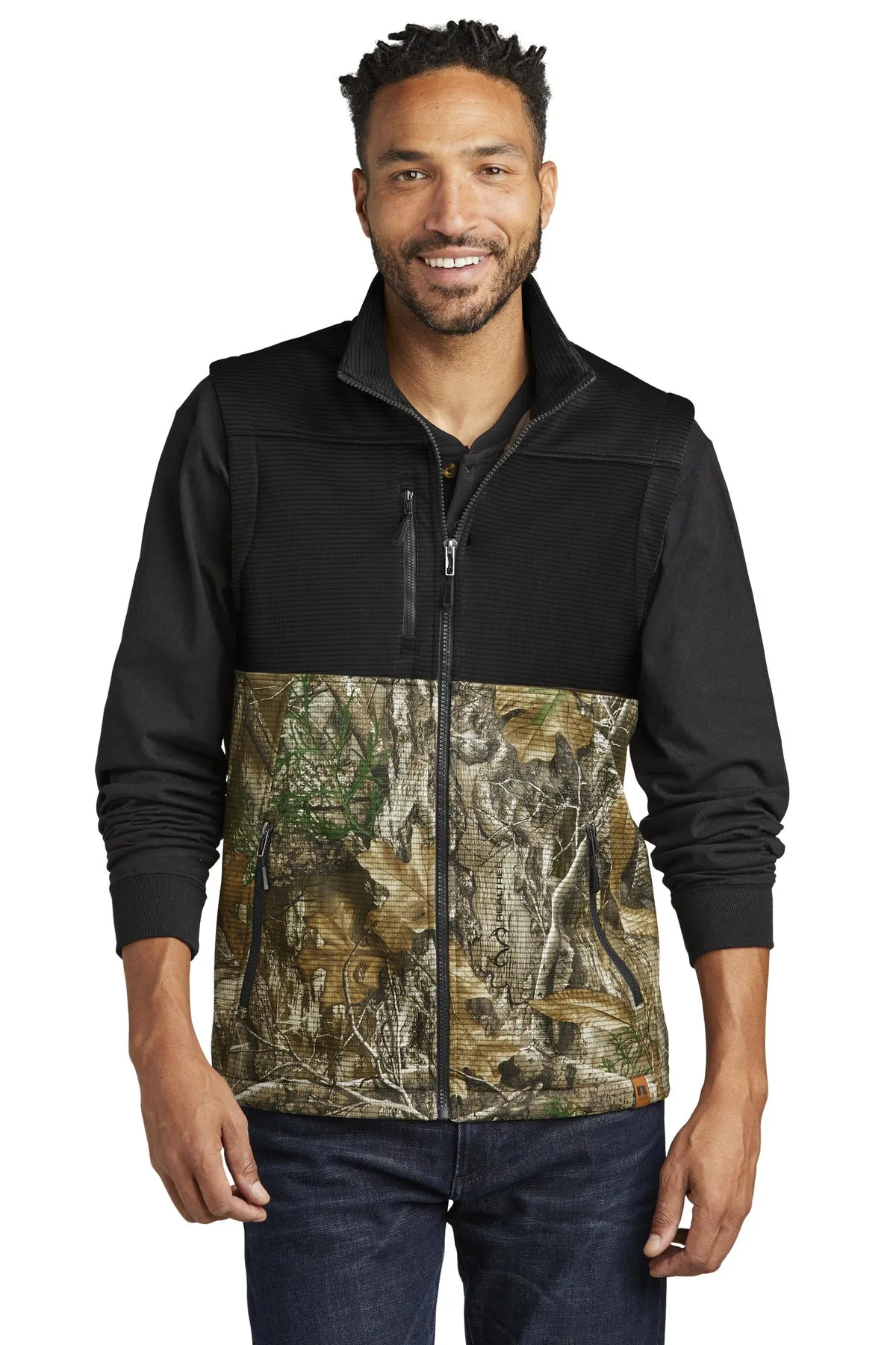 Russell Outdoors Men's Realtree Atlas Colorblock Soft Shell Vest. RU604