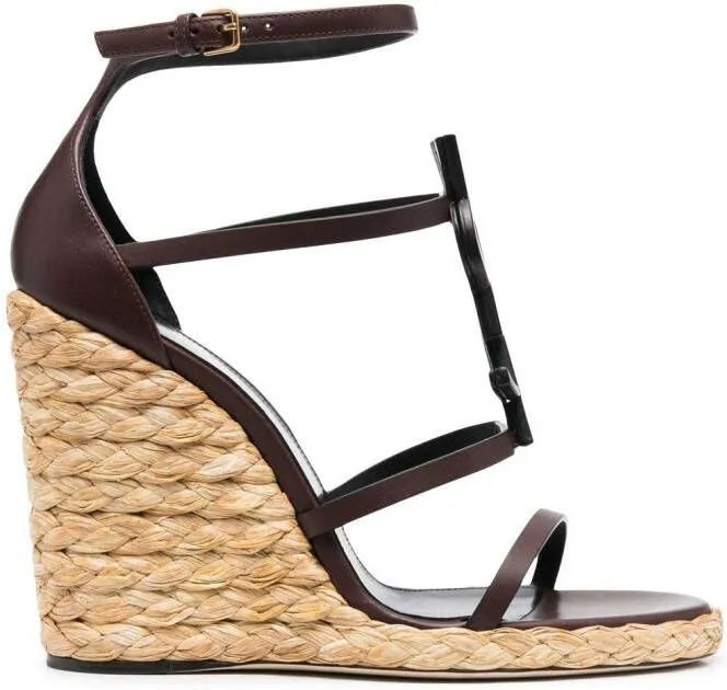 Saint Laurent Cassandra 105 wedge sandals Brown