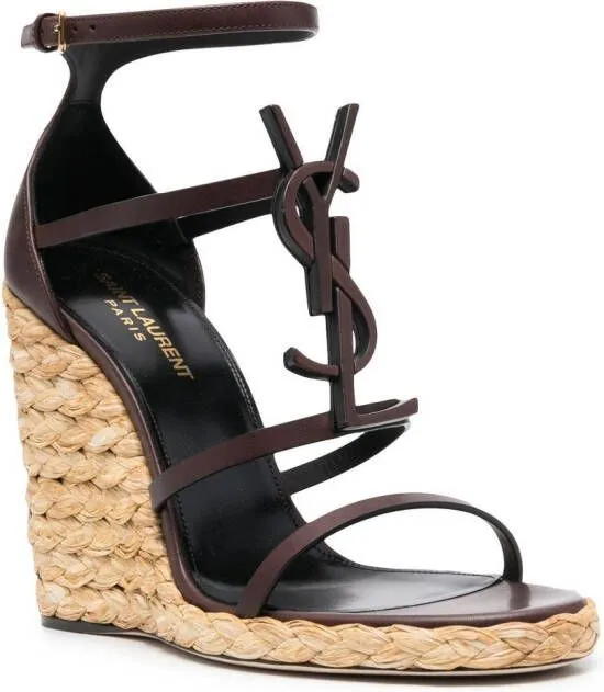 Saint Laurent Cassandra 105 wedge sandals Brown