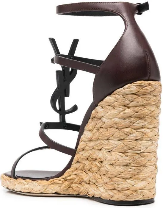 Saint Laurent Cassandra 105 wedge sandals Brown