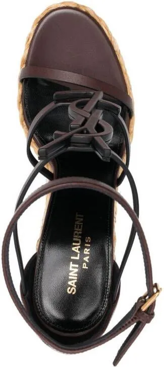 Saint Laurent Cassandra 105 wedge sandals Brown