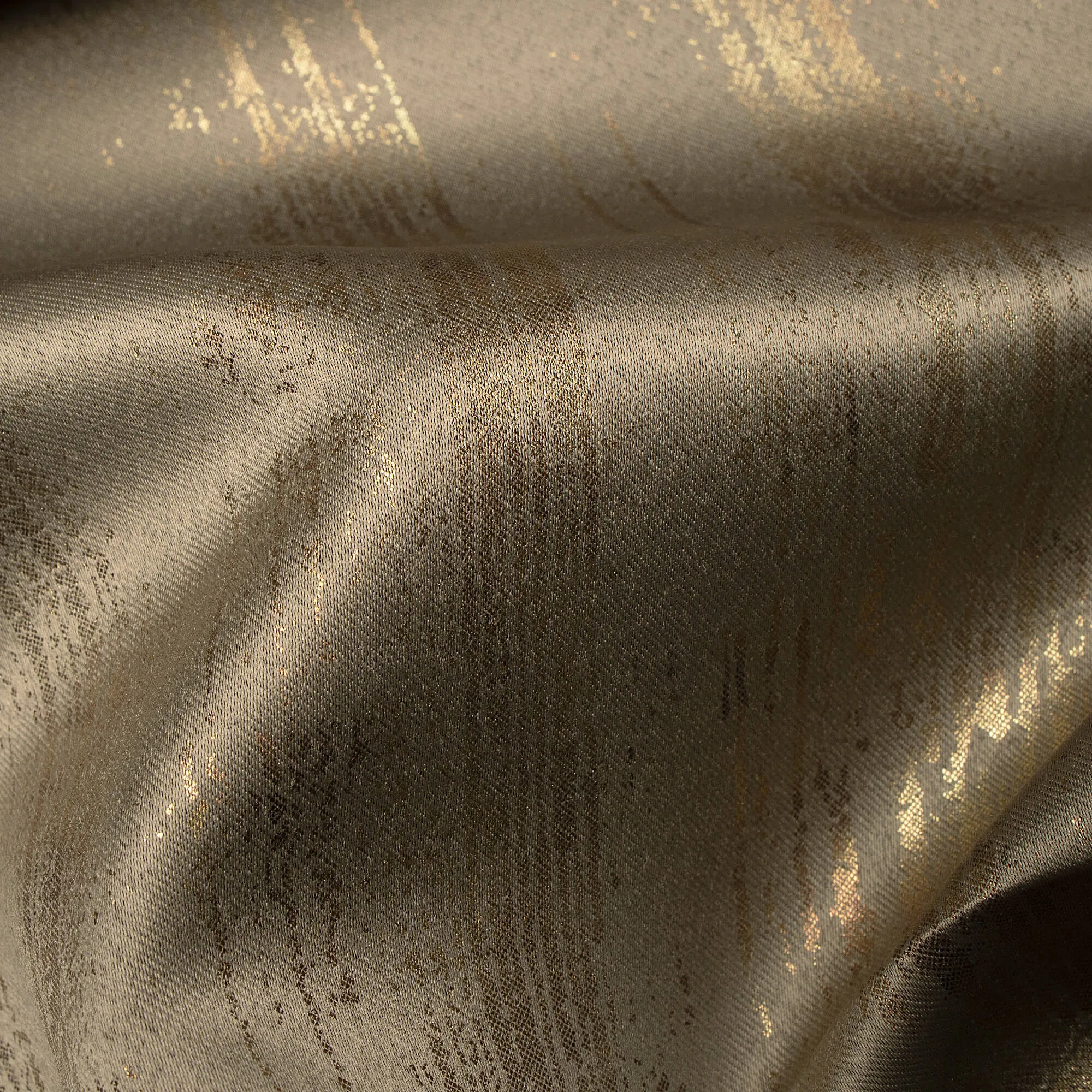 Sandrift Grey Texture Pattern Golden Foil Premium Curtain Fabric (Width 54 Inches)