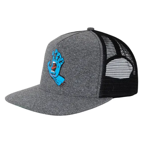 Santa Cruz Skateboards Hat Screaming Hand Mesh Trucker Mid Grey Heather/Black