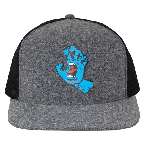 Santa Cruz Skateboards Hat Screaming Hand Mesh Trucker Mid Grey Heather/Black