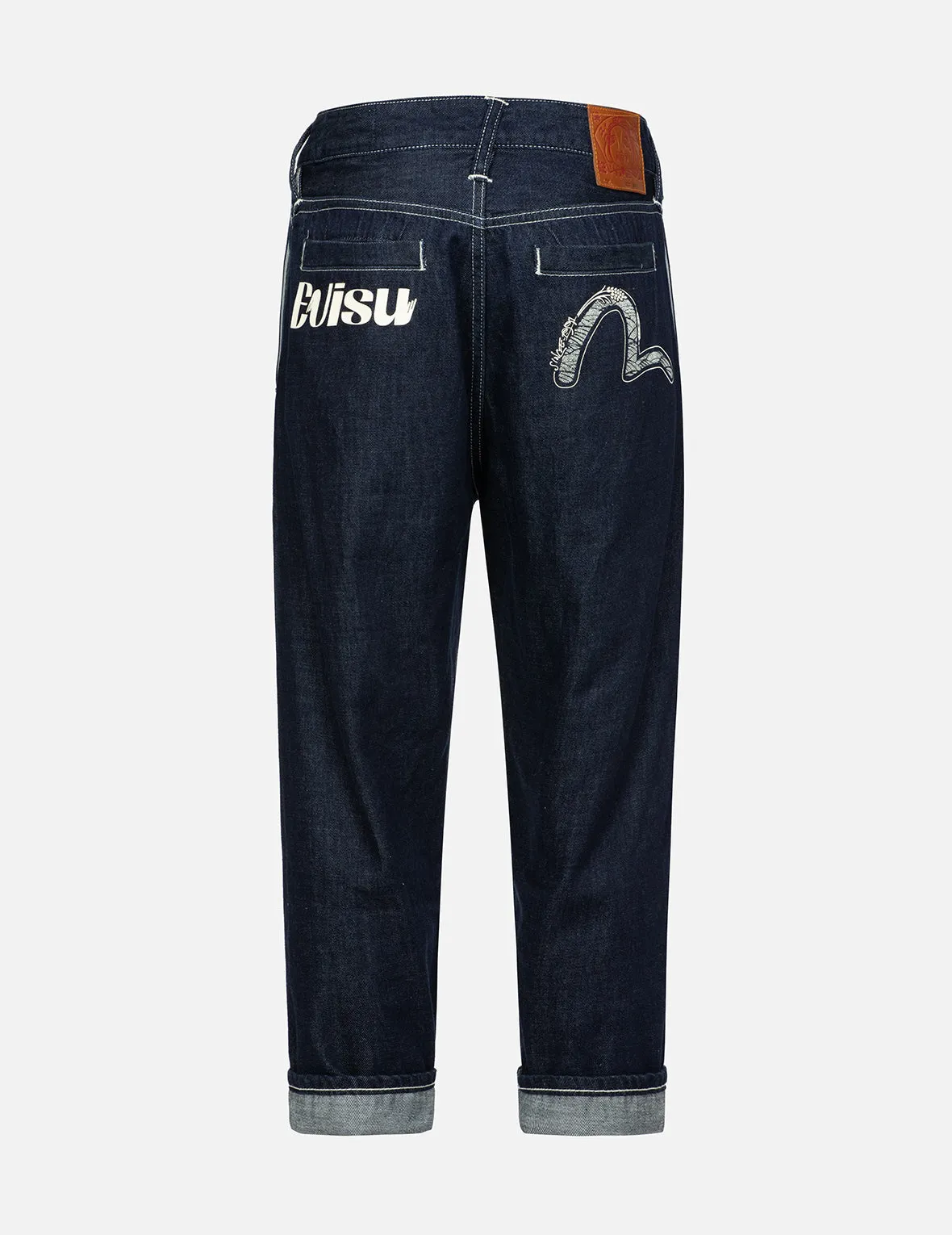 Seagull and Logo Print Balloon Fit Jeans