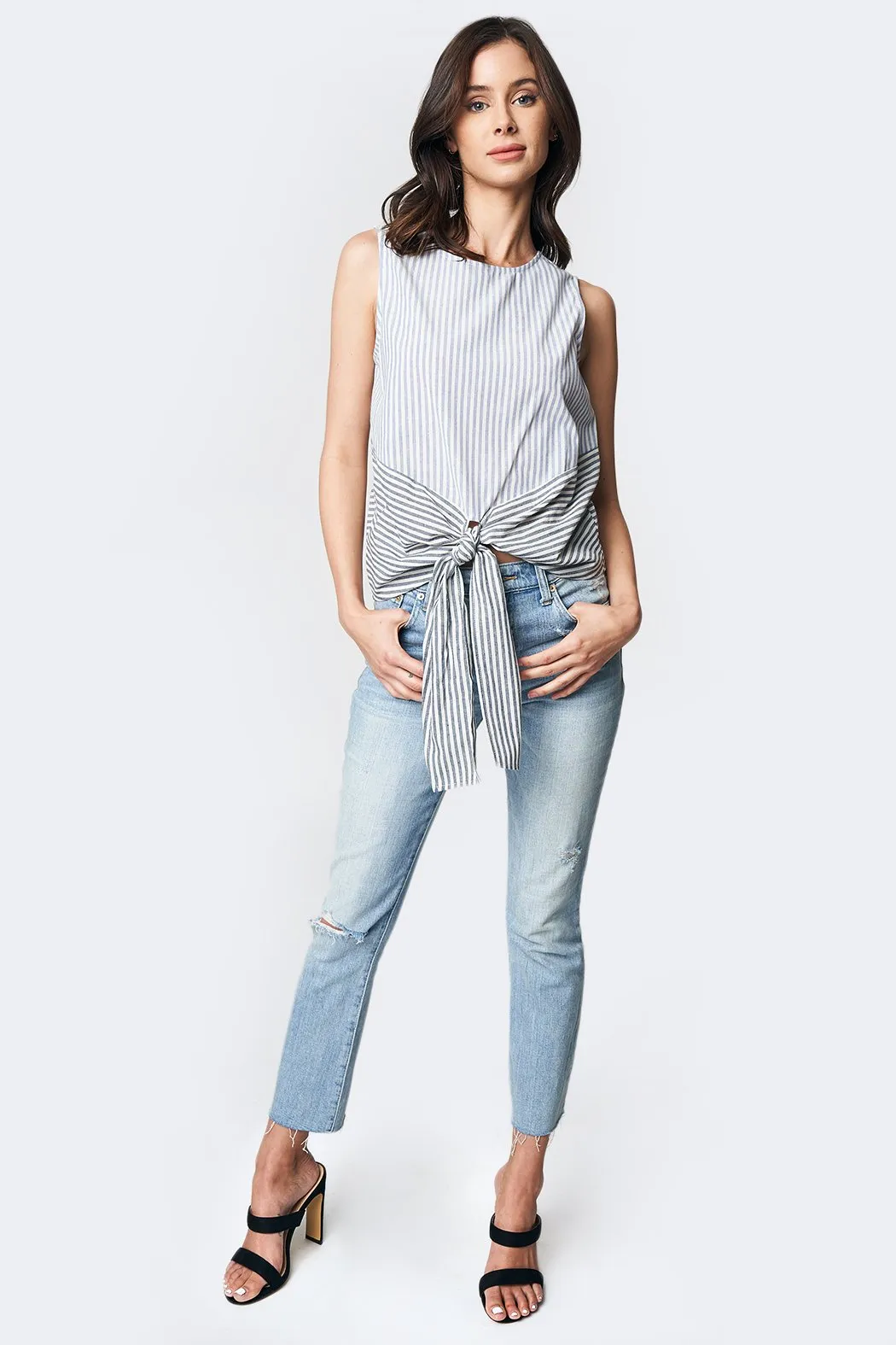 Set Sail Sleeveless Tie Front Top