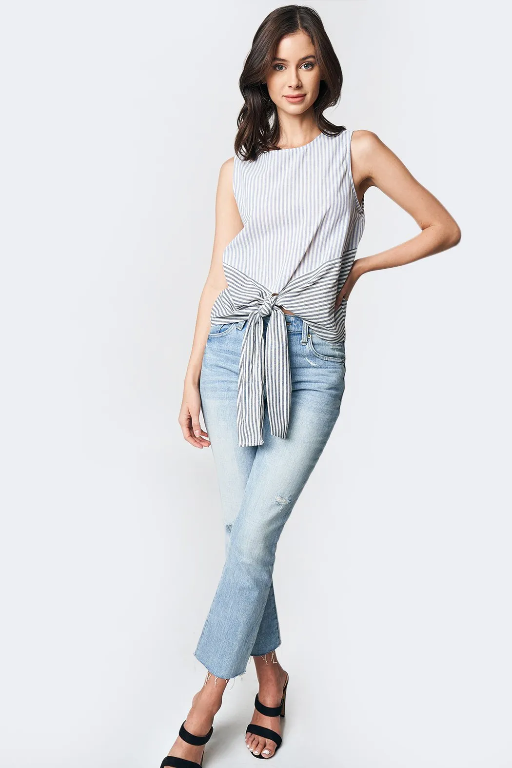 Set Sail Sleeveless Tie Front Top