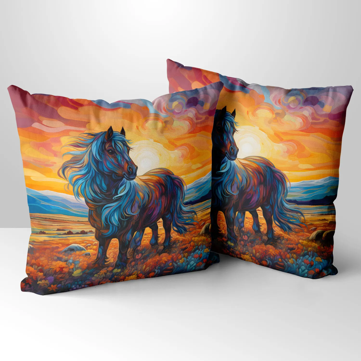 Shetland Pony Hand Made Poly Linen Cushions, Linen