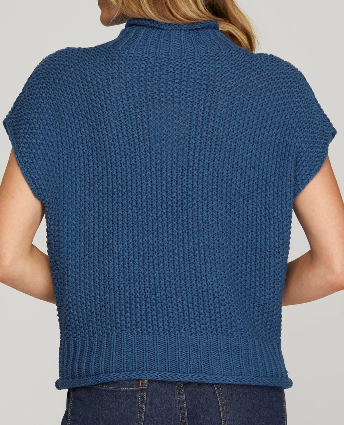 Short Sleeve Mock Neck Sweater