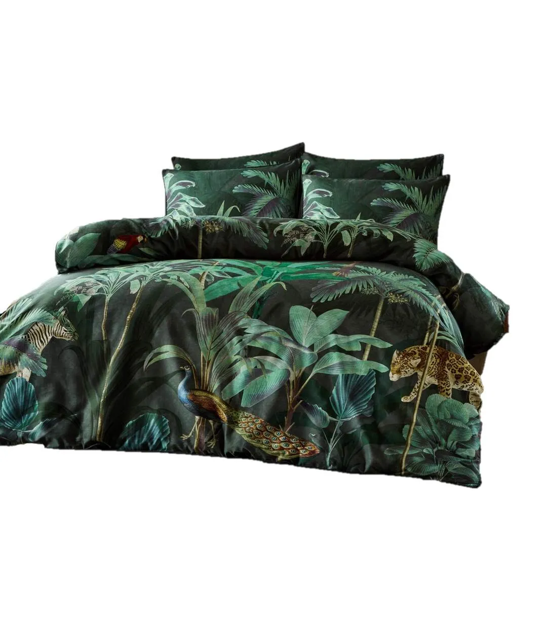 Siona tropical duvet cover set green Paoletti