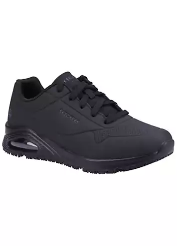 Skechers Work Relaxed Fit Ladies Black Slip Resistant Uno SR Trainers | Kaleidoscope