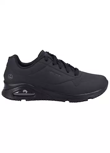 Skechers Work Relaxed Fit Ladies Black Slip Resistant Uno SR Trainers | Kaleidoscope