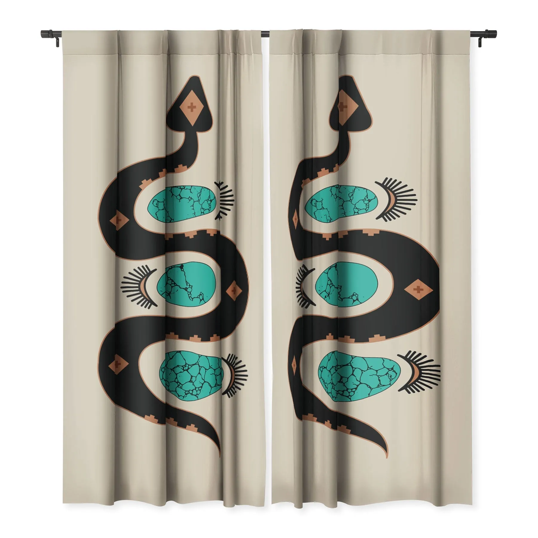 Southwestern Slither Black Blackout Window Curtains (DS) DD