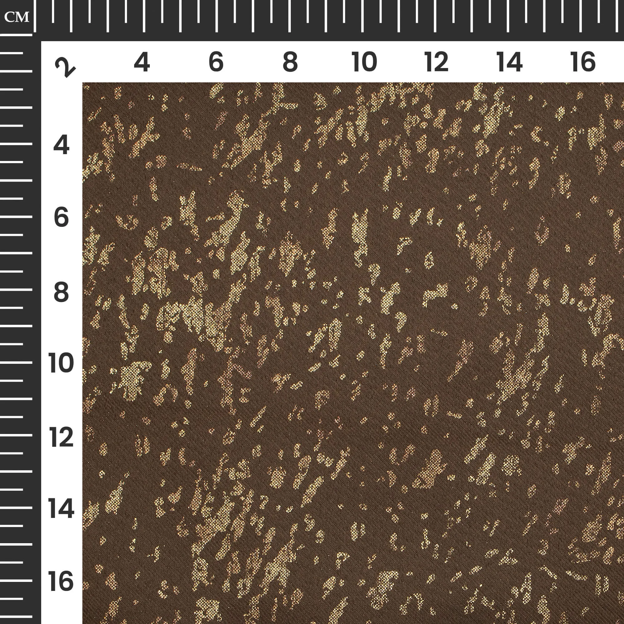 Spice Brown Abstract Pattern Golden Foil Premium Curtain Fabric (Width 54 Inches)